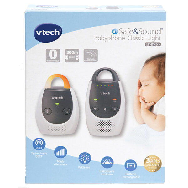 Vtech - Babyphone audio Classic Light BM 1100 - Ecoute-bébé audio La Sécurité