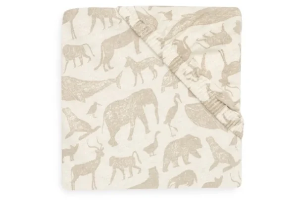 Fitted Sheet Jersey 40/50x80/90cm Animals Nougat