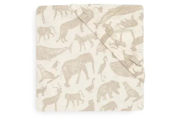 Fitted Sheet Jersey 70x140/75x150cm Animals Nougat