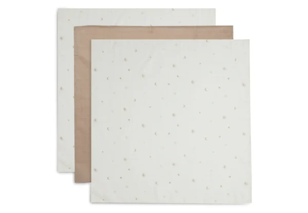 Jollein - Lange gaze de Coton Small 70x70cm Stargaze Biscuit (3pack)