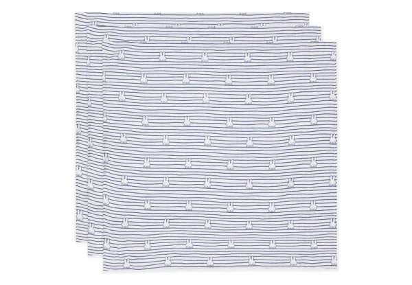 Jollein - Lange gaze de Coton Small 70x70cm Miffy Stripe Navy (3pack)