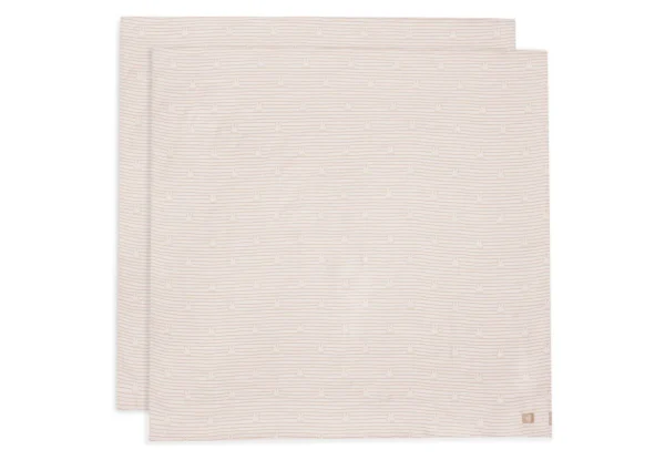 Jollein - Lange Gaze de Coton Large 115x115cm Miffy Stripe - Biscuit - 2 Unités