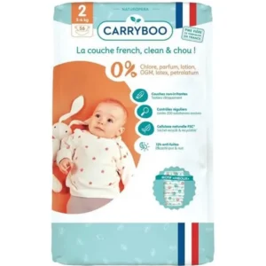 Carryboo - Couches  3-6kg – (Taille 2 : L) 1 paquet de 56 Bambo