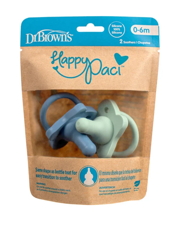 Dr Brown's - 2 sucettes en silicone Bleu – vert happy paci 0-6m MS innovaciones